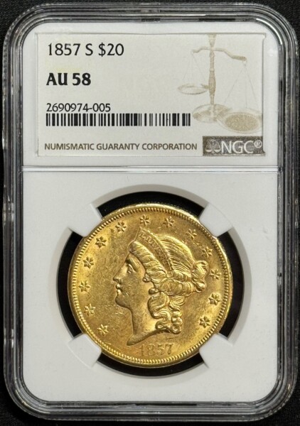 1857-S $20 58 NGC