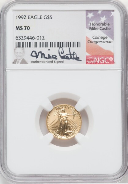 1992 $5 Tenth-Ounce Gold Eagle, MS 70 NGC