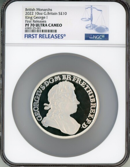 Elizabeth II silver Proof "King George I" 10 Pounds (10 oz) 2022 PR70  Ultra Cameo NGC, 70 NGC