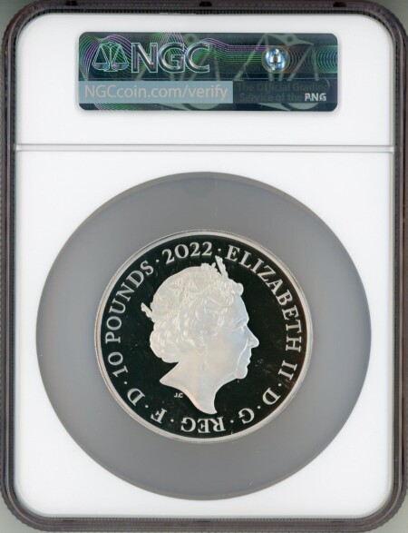 Elizabeth II silver Proof "King George I" 10 Pounds (10 oz) 2022 PR70  Ultra Cameo NGC, 70 NGC