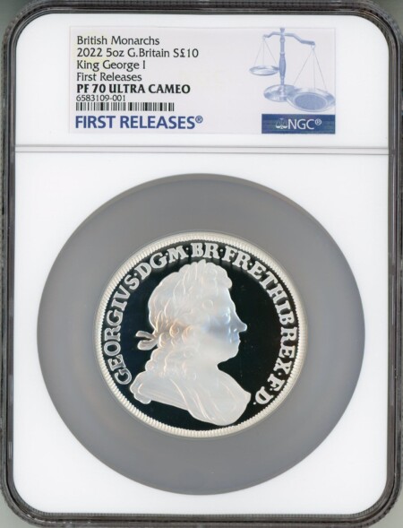 Elizabeth II silver Proof "King George I" 10 Pounds (5 oz) 2022 PR70  Ultra Cameo NGC, 70 NGC