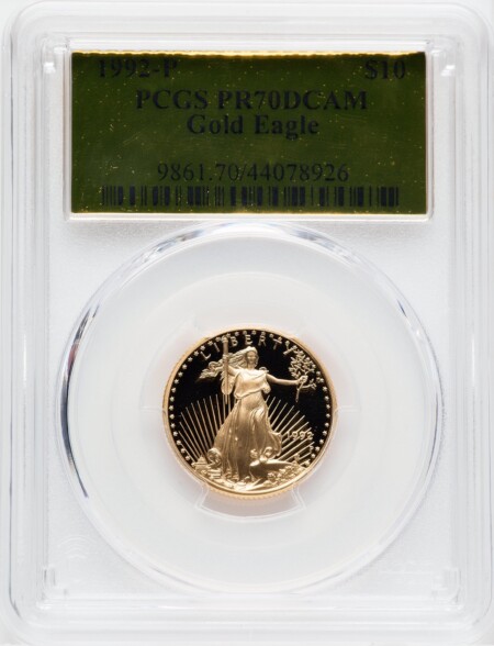 1992-P $10 Quarter-Ounce Gold Eagle, PR, DC 70 PCGS