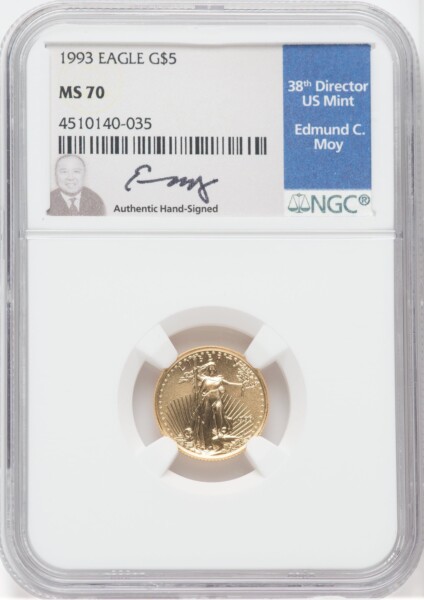 1993 $5 Tenth-Ounce Gold Eagle, MS 70 NGC
