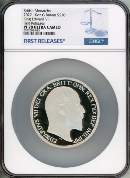 Elizabeth II silver Proof "King Edward VII" 10 Pounds (10 oz) 2022 PR70  Ultra Cameo NGC, 70 NGC