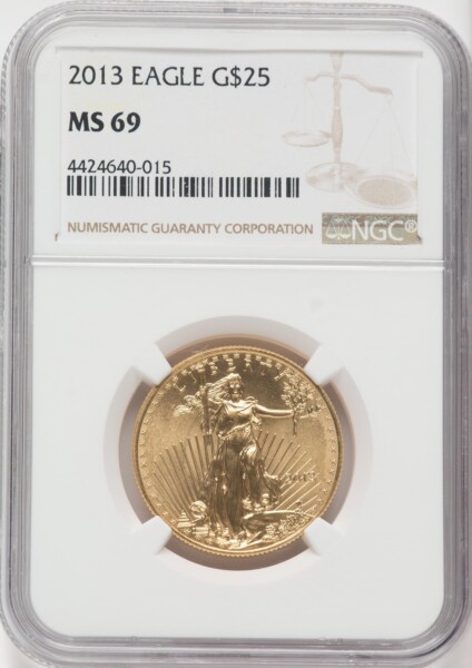 2013 $25 Half-Ounce Gold Eagle, MS 69 NGC