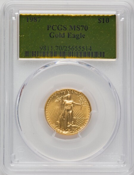 1987 $10 Quarter-Ounce Gold Eagle, MS 70 PCGS
