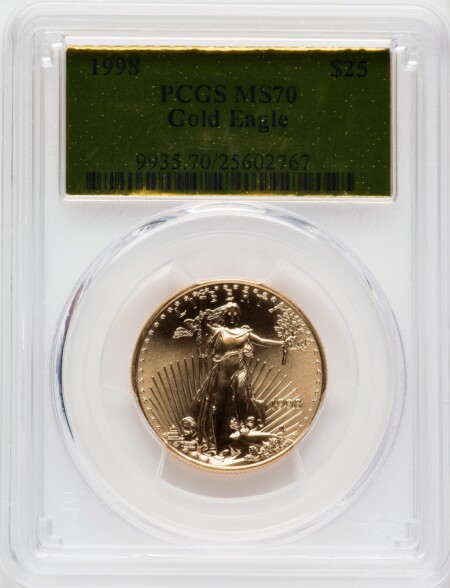 1998 $25 Half-Ounce Gold Eagle, MS 70 PCGS