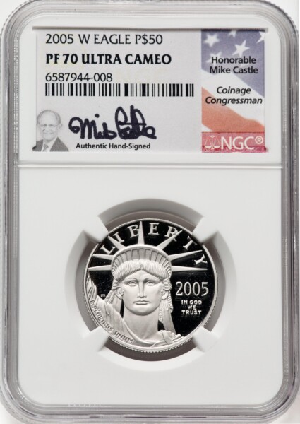 2005-W $50 Half-Ounce Platinum Eagle, Statue of Liberty, PR, DC 70 NGC