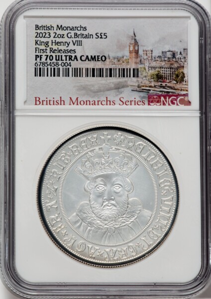 Charles III silver Proof "King Henry VIII" 5 Pounds (2 oz) 2023 PR70  Ultra Cameo NGC, 70 NGC