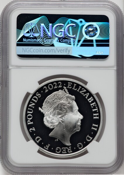 Elizabeth II silver Proof "Philosopher's Stone" 2 Pounds (1 oz) 2022 PR70  Ultra Cameo NGC, 70 NGC