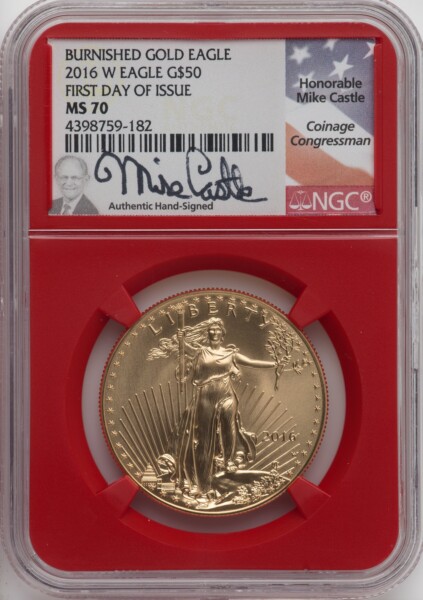2016-W $50 One-Ounce Gold Eagle, 30th Anniversary FDI, SP 70 NGC