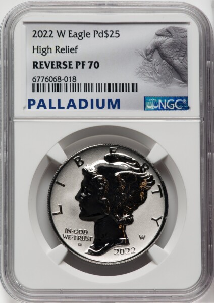 2022-W $25 Palladium, Reverse Proof, PR 70 NGC
