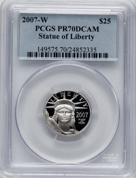 2007-W $25 Quarter-Ounce Platinum Eagle, Statue of Liberty, PR, DC 70 PCGS