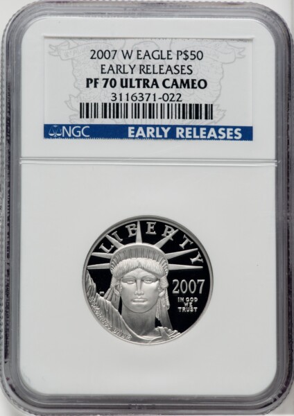 2007-W $50 Half-Ounce Platinum Eagle, First Strike 70 NGC
