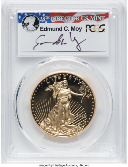 2016-W $50 One-Ounce Gold Eagle, 30th Anniversary, First Strike, Moy Signature, PR, DC 70 PCGS