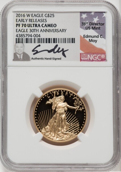 2016-W $25 Half-Ounce Gold Eagle, 30th Anniversary, First Strike, PR, DC 70 NGC