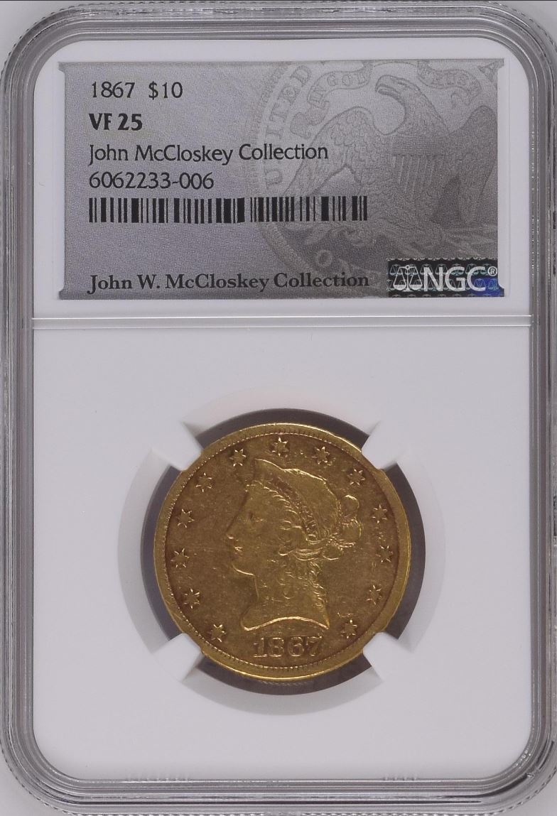 1867 $10 25 NGC
