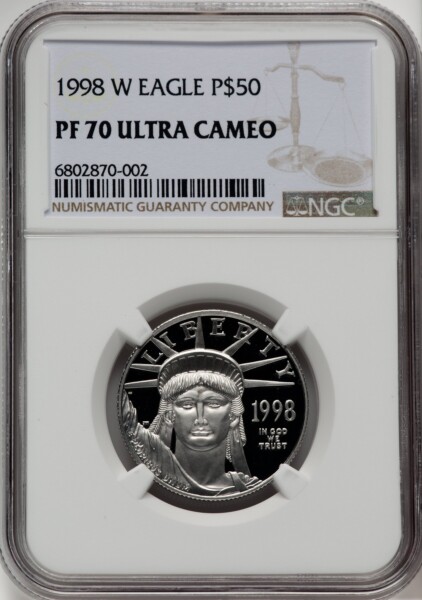 1998-W $50 Half-Ounce Platinum Eagle, PR, DC 70 NGC
