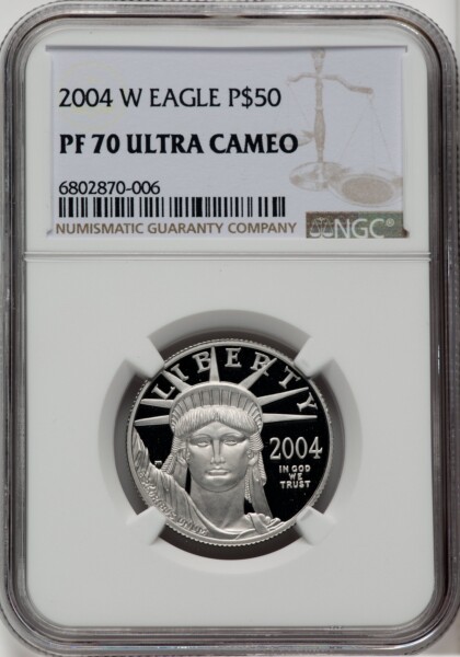 2004-W P$50 Half-Ounce Platinum Eagle, PR, DC 70 NGC