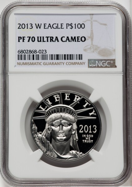 2013-W $100 One-Ounce Platinum Eagle, PR, DC 70 NGC