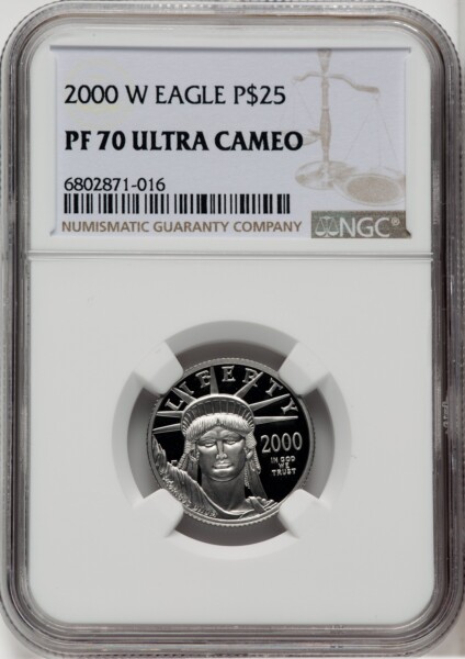 2000-W $25 Quarter-Ounce Platinum Eagle, Statue of Liberty, PR, DC 70 NGC