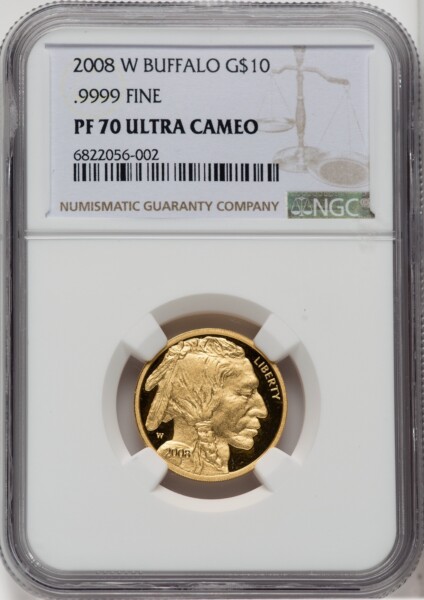 2008-W $10 Quarter-Ounce Gold Buffalo, PR, DC 70 NGC