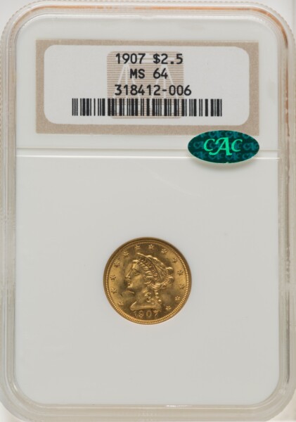 1907 $2 1/2 CAC 64 NGC