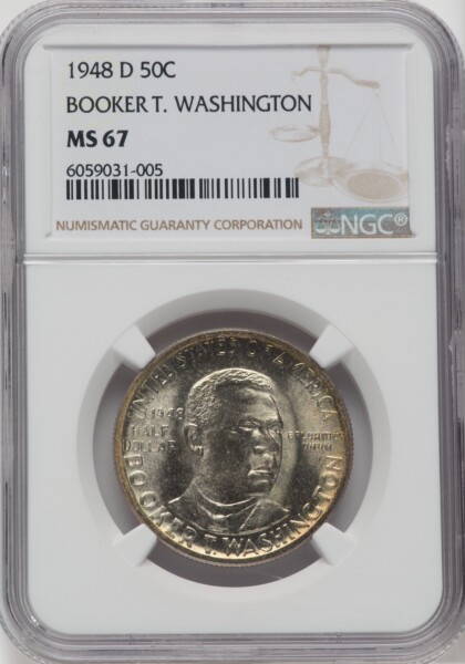 1948-D 50C Booker T. Washington, MS 67 NGC