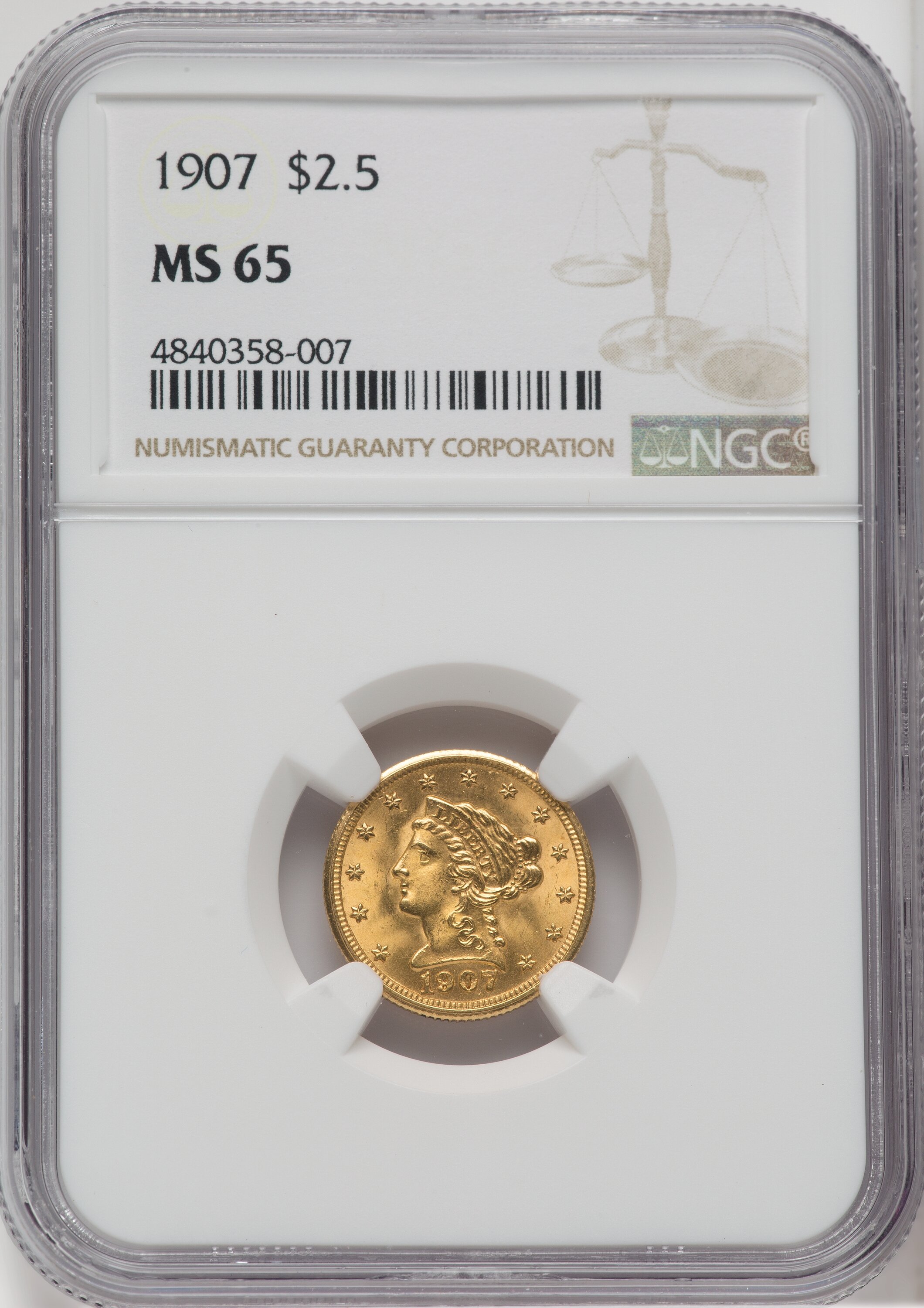 1907 $2 1/2 65 NGC