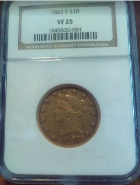 1863-S $10 25 NGC