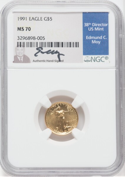 1991 $5 Tenth-Ounce Gold Eagle, MS 70 NGC