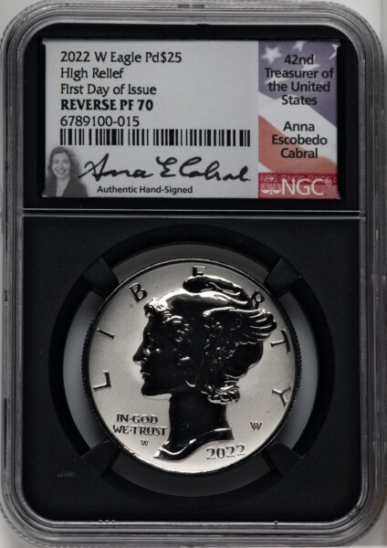 2022-W $25 Palladium Eagle, Reverse Proof, First Day of Issue, PR 70 NGC