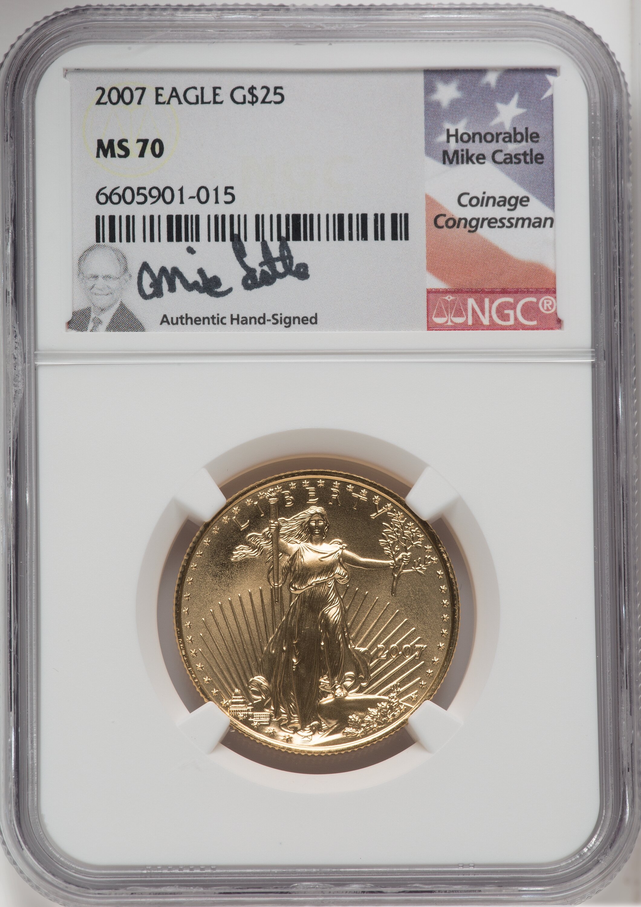 2007 $25 Half-Ounce Gold Eagle, MS 70 NGC