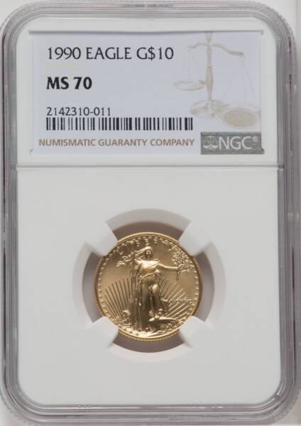 1990 $10 Quarter-Ounce Gold Eagle, MS NGC