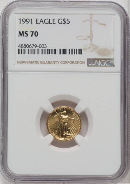1991 $5 Tenth-Ounce Gold Eagle, MS NGC