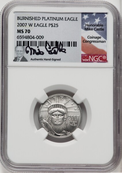 2007-W $25 Quarter-Ounce Platinum Eagle, Burnished, SP 70 NGC