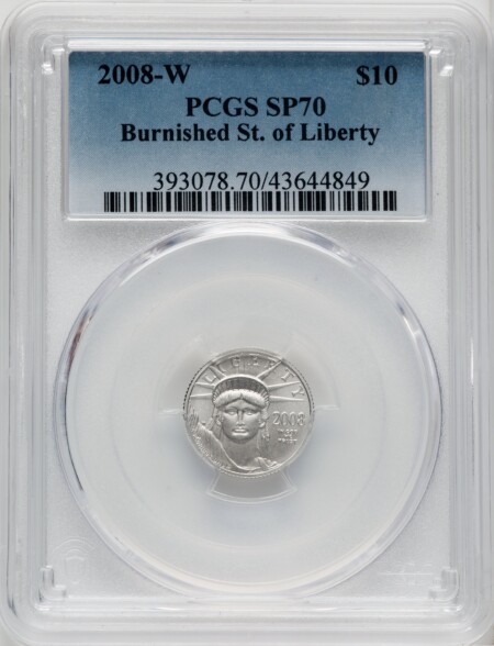 2008-W $10 Tenth-Ounce Platinum Eagle, Statue of Liberty, MS 70 PCGS