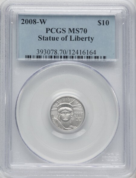2008-W $10 Tenth-Ounce Platinum Eagle, Statue of Liberty, MS 70 PCGS