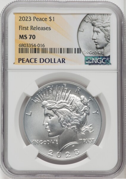 2023 $1 Peace, First Strike, MS 70 NGC