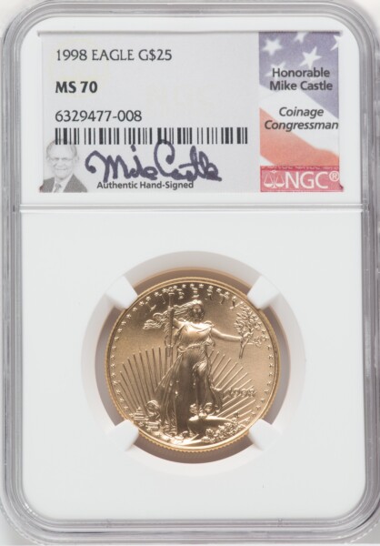 1998 $25 Half-Ounce Gold Eagle, MS 70 NGC