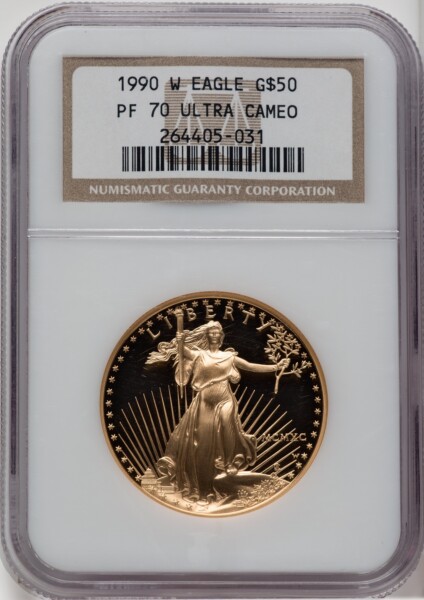 1990-W $50 One-Ounce Gold Eagle, PR DC 70 NGC