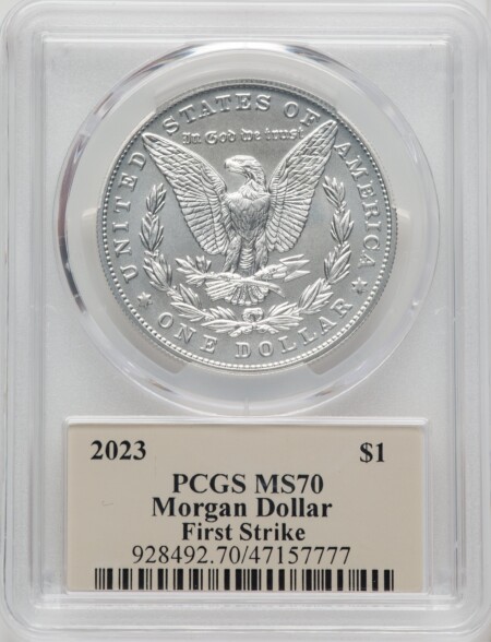 2023 $1 Morgan Dollar, First Strike, MS 70 PCGS