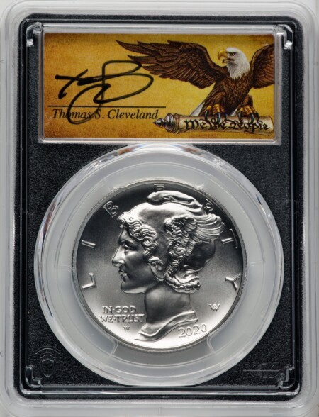 2020-W $25 Palladium, First Day of Issue, Thomas Cleveland Scroll, MS 70 PCGS