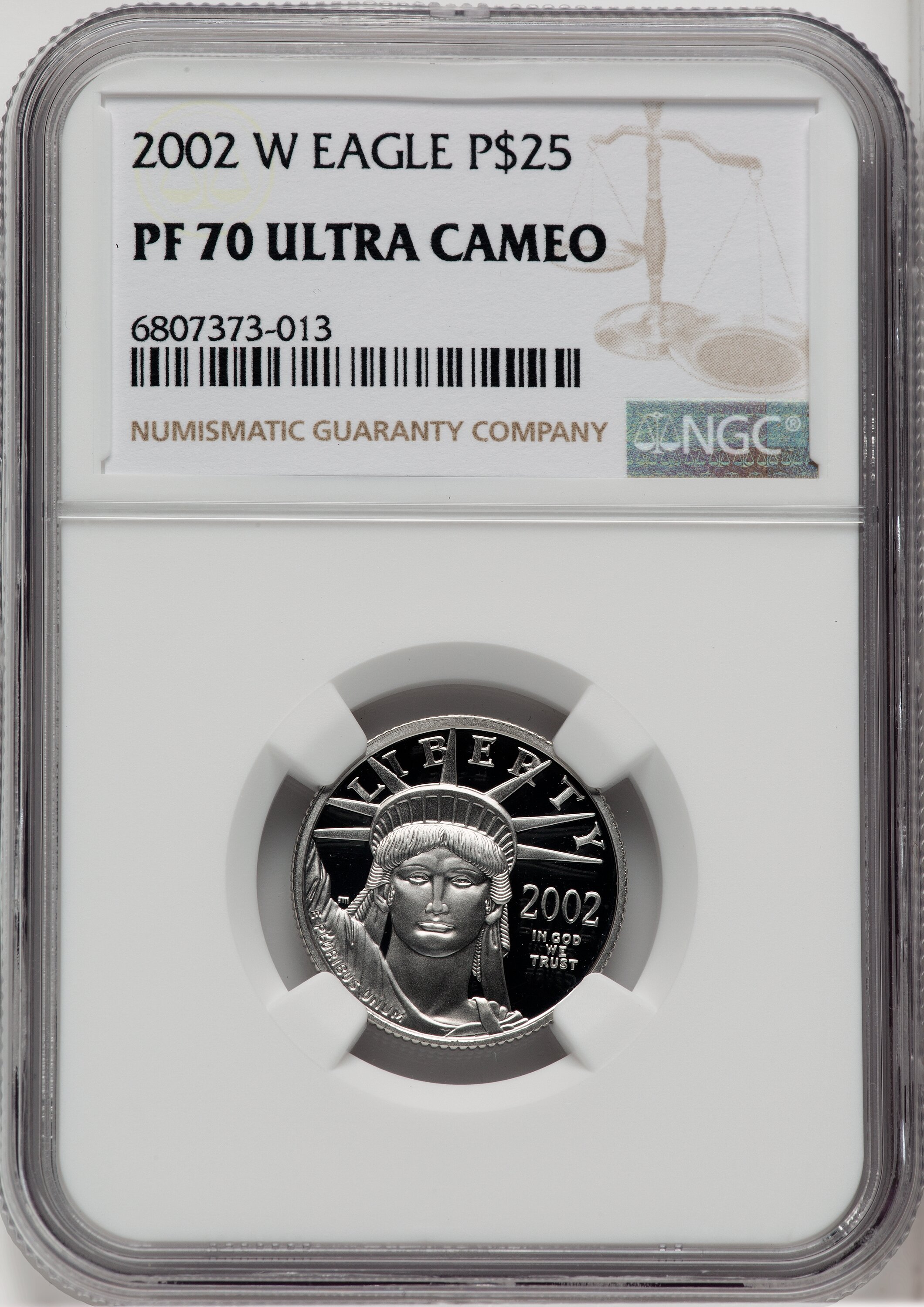 2002-W $25 Quarter-Ounce Platinum Eagle, Statue of Liberty, PR, DC 70 NGC