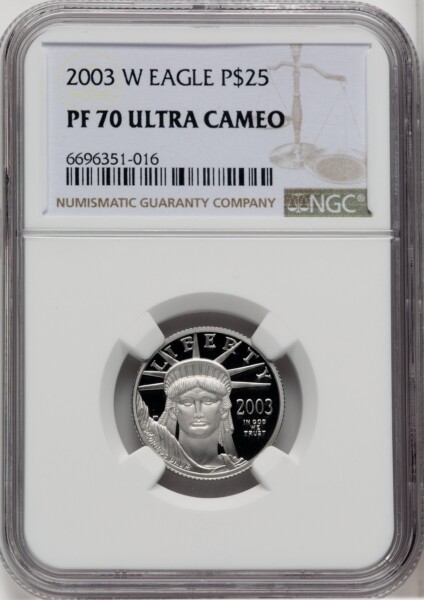 2003-W $25 Quarter-Ounce Platinum Eagle, Statue of Liberty, PR, DC 70 NGC