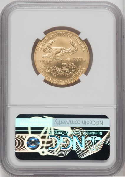 2008-W $25 Half-Ounce Gold Eagle, Burnished, SP 70 NGC