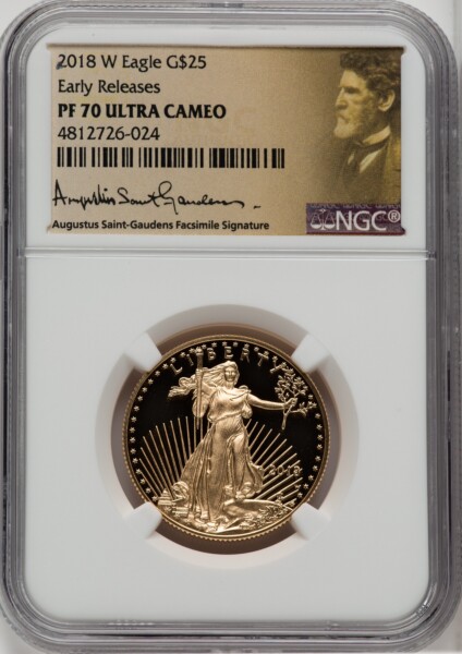 2018-W G$25 Half Ounce Gold Eagle, First Strike, DC 70 NGC