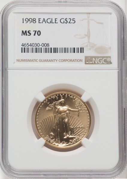 1998 $25 Half-Ounce Gold Eagle, MS NGC