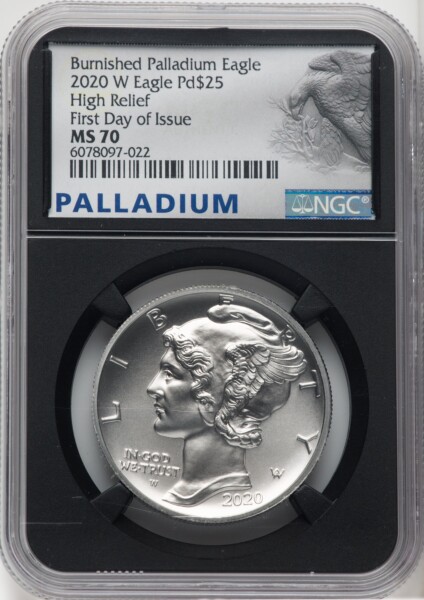 2020-W $25 Palladium, First Day of Issue, MS NGC