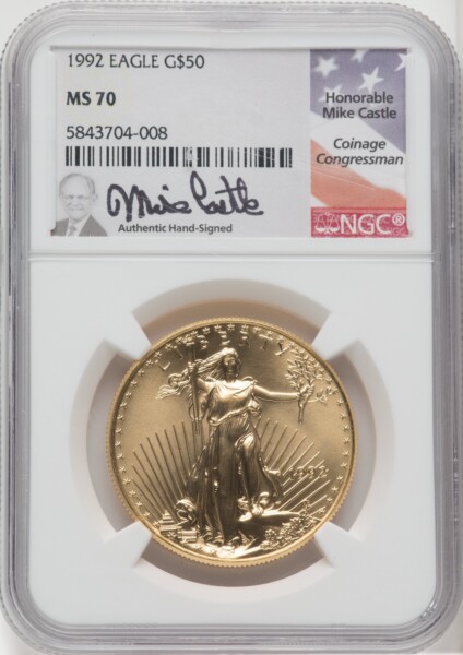 1992 $50 One-Ounce Gold Eagle, MS 70 NGC